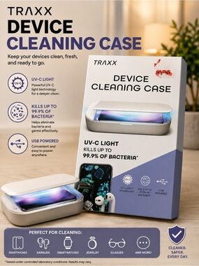 White UV-C Device Cleaning Case - Portable Phone & Accessory Sanitizer